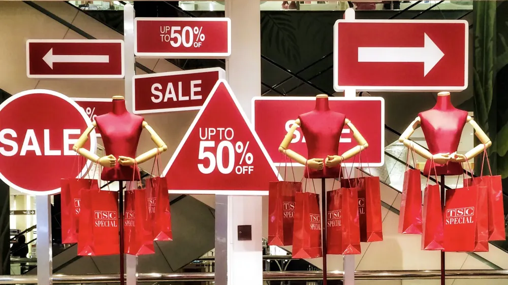 window display showing sales